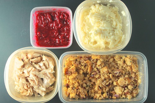 Thanksgiving Leftovers Salad with Mashed Potato Stuffing Cakes and Cranberry Vinaigrette