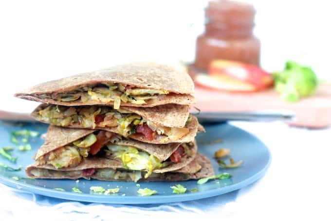 Brussels Sprout, Bacon, and Gruyere Quesadillas 