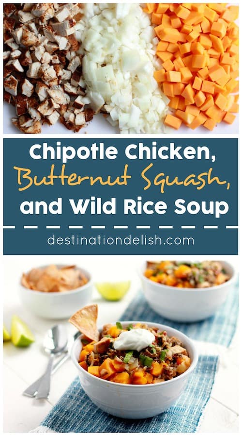 Chipotle Chicken, Butternut Squash, and Wild Rice Soup