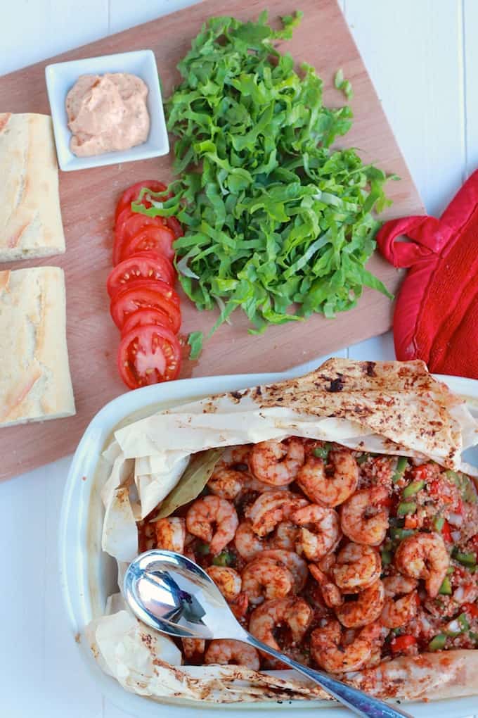 Steamed Shrimp Po Boys with Cajun Vegetable Quinoa