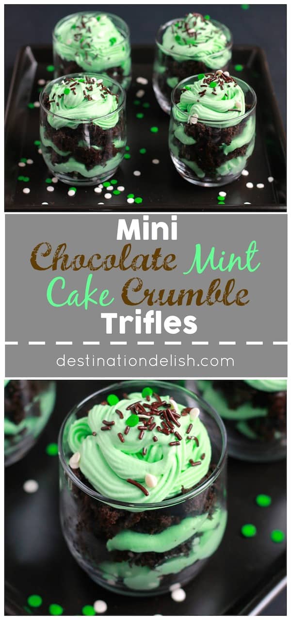 Mini Chocolate Mint Cake Crumble Trifles
