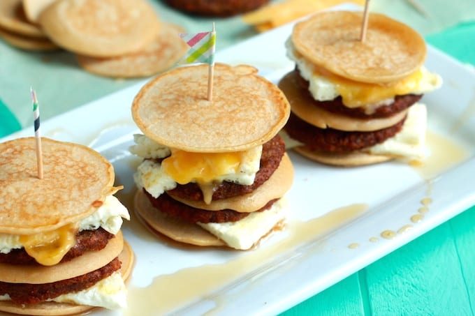 Sausage, Egg, and Cheese Pancake Sliders 