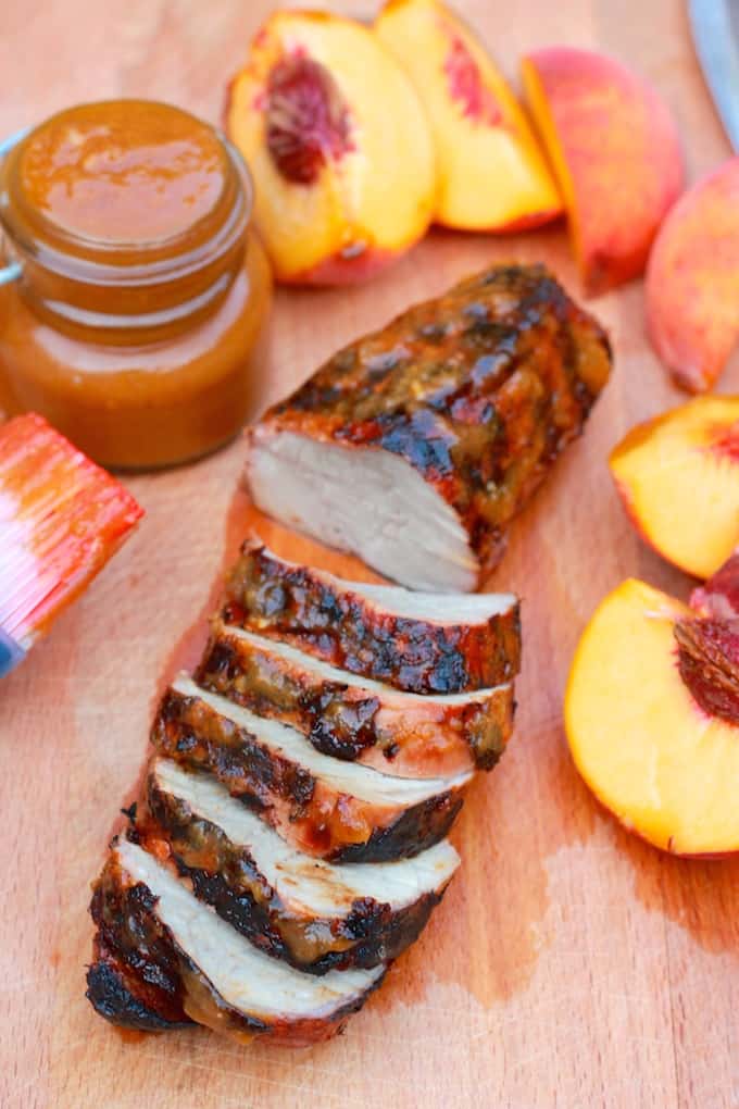 Grilled Pork Tenderloin with Peach BBQ Sauce 