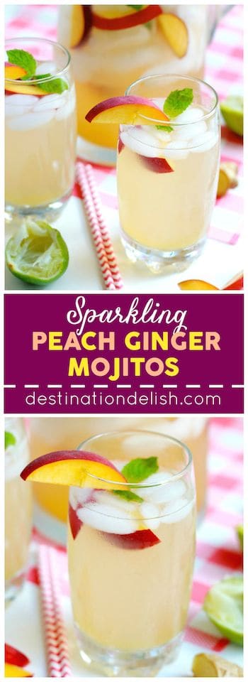 Sparkling Peach Ginger Mojitos 