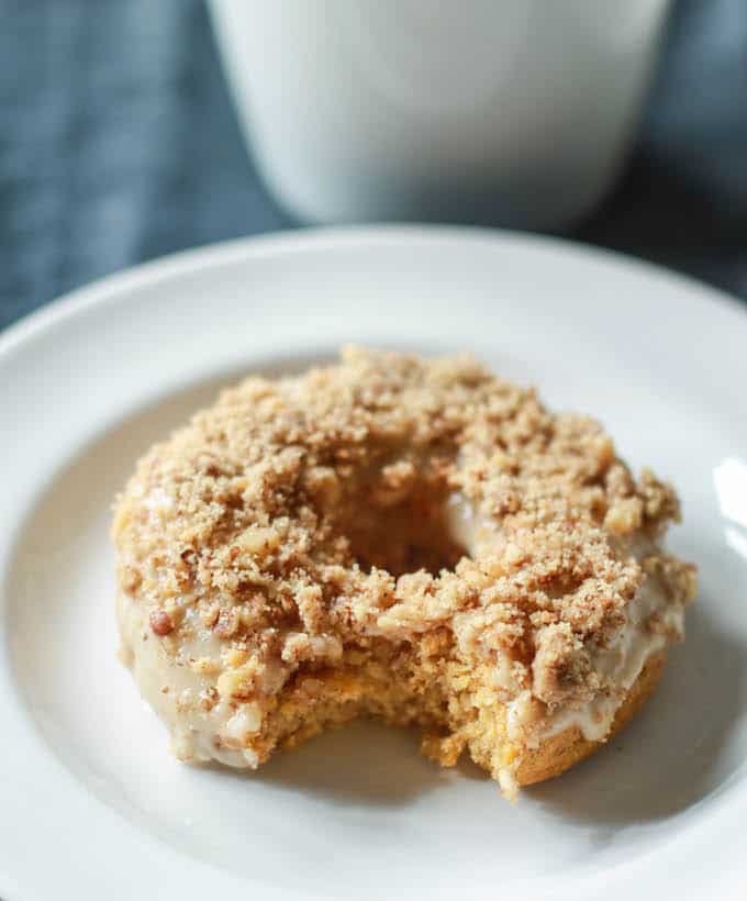Baked Pumpkin Crumble Donuts | Destination Delish