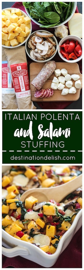 Italian Polenta and Salami Stuffing | Destination Delish #PairsWellWithHolidays #ad