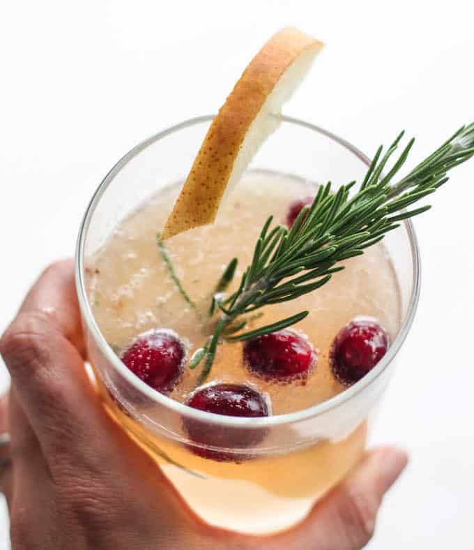 Cranberry, Pear, and Rosemary Fizz | Destination Delish