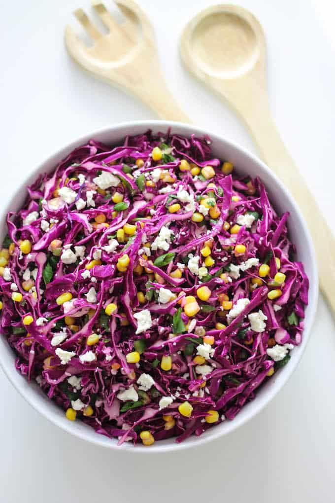 Corn and Jalapeño Slaw | Destination Delish - A crisp and refreshing slaw with a citrusy kick from the fresh squeeze of lime and orange juices