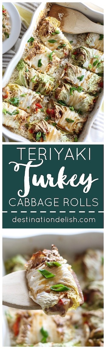 Teriyaki Turkey Cabbage Rolls - A quick and easy Asian-inspired recipe. These healthy cabbage rolls are stuffed with sweet pineapple, chopped veggies, and ground turkey. It’s a wholesome meal perfect for busy weeknights!