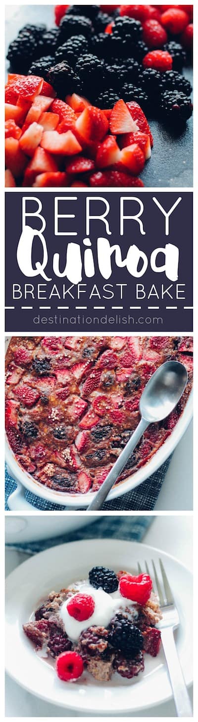 Berry Quinoa Breakfast Bake | Destination Delish – A wholesome and delightfully sweetened quinoa dish combining the comforting flavors of banana with juicy summer berries