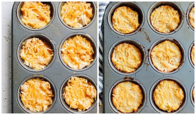Buffalo Chicken Spaghetti Squash Cups | Destination Delish - A healthy, perfectly-portioned snack bursting with tangy chunks of buffalo chicken, spaghetti squash, blue cheese, and ranch dressing! 