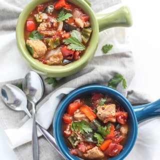 an eclectic chili filled with tender pork, fire roasted tomatoes, peppers, and quinoa simmered in an orange-cinnamon infused broth.