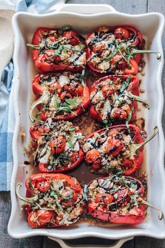 Quinoa Caprese Stuffed Peppers