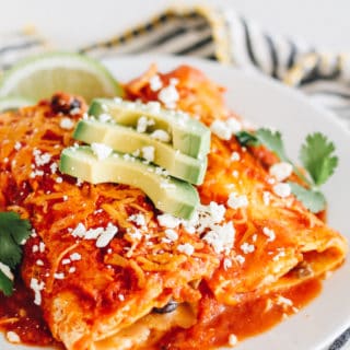 Egg Tortilla Enchiladas | Destination Delish - These breakfast enchiladas use baked eggs for the tortilla! Fill them with breakfast sausage and your favorite veggies for a super tasty and unique dish!