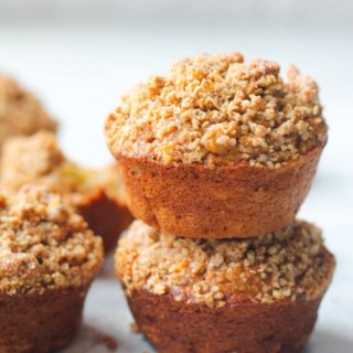 Healthy Apple Cinnamon Muffins | Destination Delish - Soak up the cozy feelings of fall with these flourless muffins made with oats and Greek yogurt and topped with a yummy oat streusel!